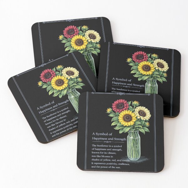 Item preview, Sunflower Botanical Print, Vintage Floral Illustration, Happiness and Strength on Black designed and sold by Prayful.