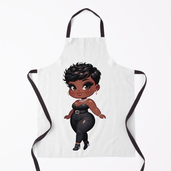 Aperçu de l'œuvre Femme noire grande taille confiante et style chibi créée et vendue par Lulunza.