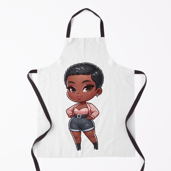 Aperçu de l'œuvre Fille chibi noire aux formes généreuses, tenue élégante et sombre créée et vendue par Lulunza.