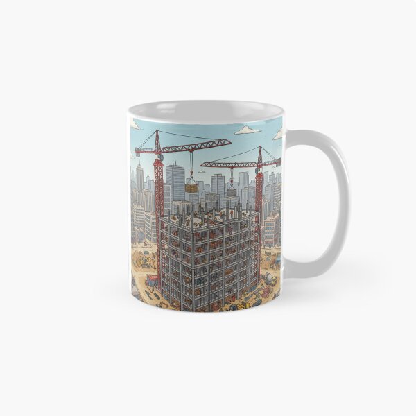 Item preview, Building the Skyline — High-Rise Construction Site Scenic Illustration designed and sold by unthinkabletees.