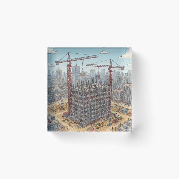 Item preview, Building the Skyline — High-Rise Construction Site Scenic Illustration designed and sold by unthinkabletees.