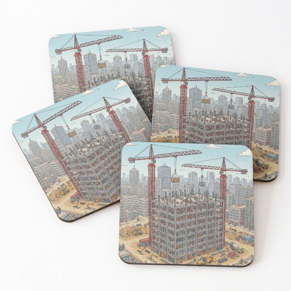 Item preview, Building the Skyline — High-Rise Construction Site Scenic Illustration designed and sold by unthinkabletees.