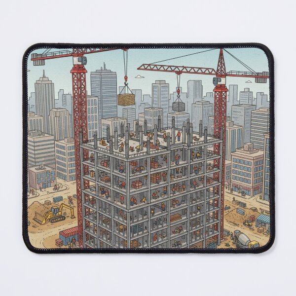 Item preview, Building the Skyline — High-Rise Construction Site Scenic Illustration designed and sold by unthinkabletees.