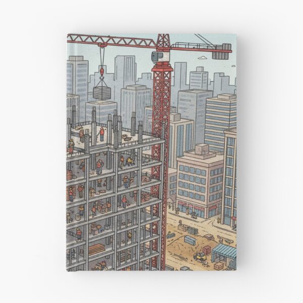 Item preview, Building the Skyline — High-Rise Construction Site Scenic Illustration designed and sold by unthinkabletees.
