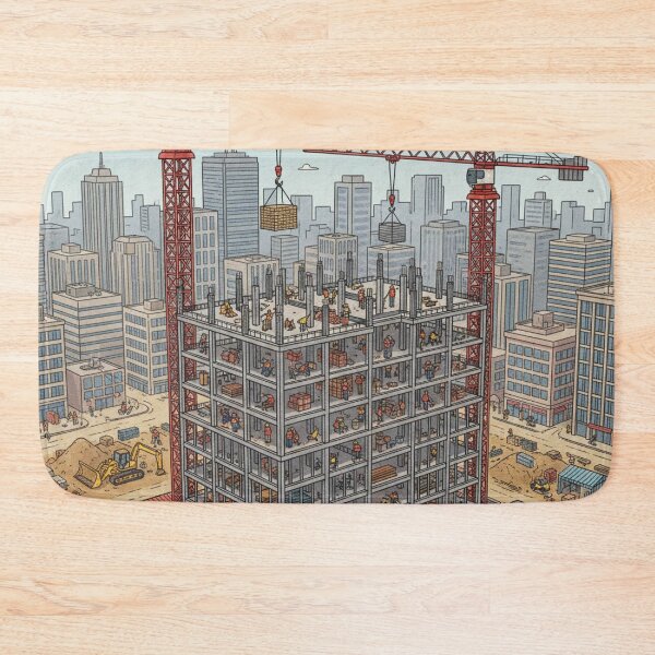 Item preview, Building the Skyline — High-Rise Construction Site Scenic Illustration designed and sold by unthinkabletees.