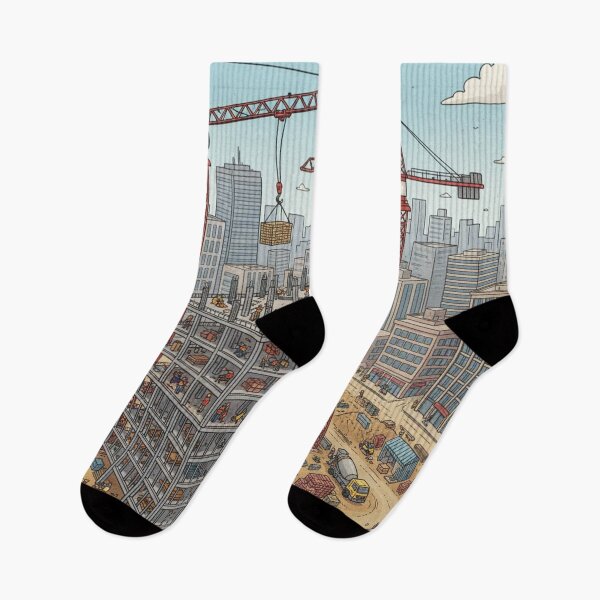 Item preview, Building the Skyline — High-Rise Construction Site Scenic Illustration designed and sold by unthinkabletees.