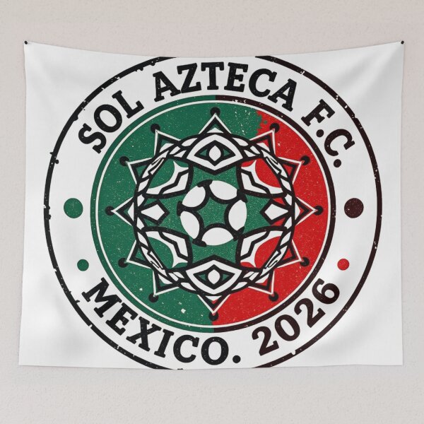 Item preview, Sol Azteca F.C. Vintage Emblem - Mexico Sun Stone Soccer Ball designed and sold by HappySproutArt.