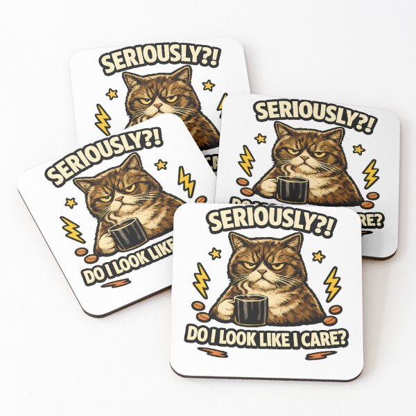 Item preview, Seriously?! Do I Look Like I Care? – Grumpy Cat with Coffee designed and sold by Mats2208.