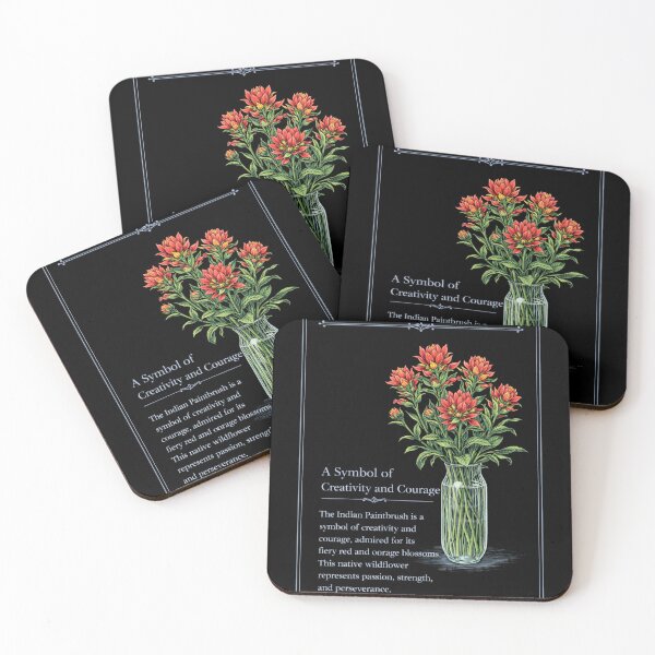Item preview, Indian Paintbrush Botanical Print, Vintage Wildflower Illustration, Creativity and Courage on Black designed and sold by Prayful.