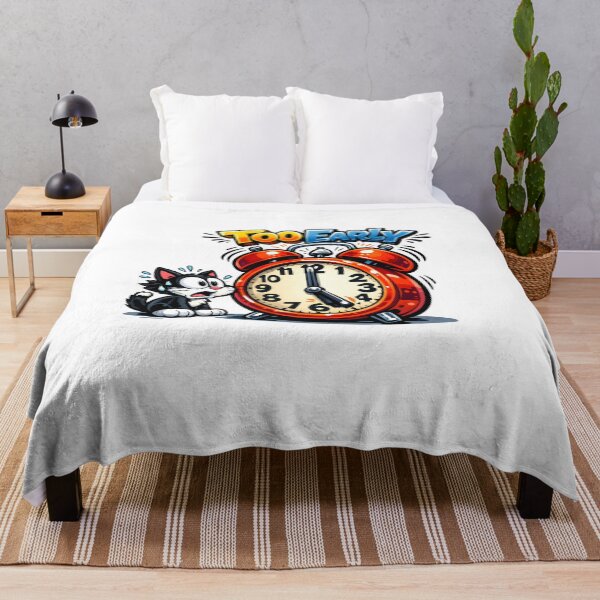 Item preview, Too Early Funny Cat Alarm Clock Humor designed and sold by HappyPatchEG.