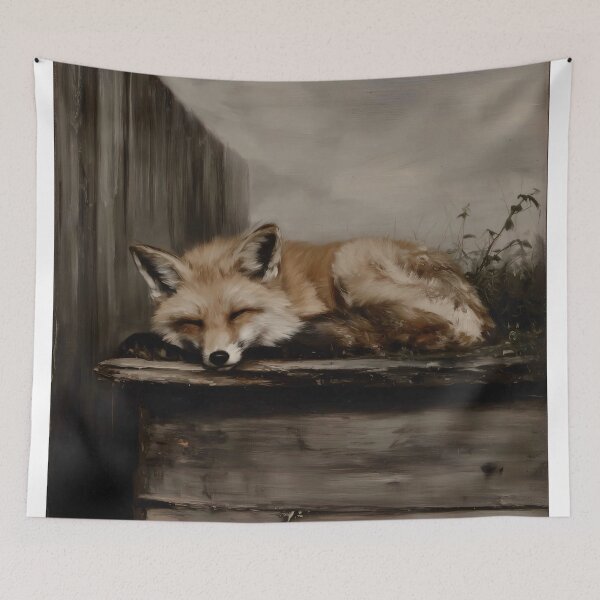 Item preview, Sleeping Fox on a Wooden Platform designed and sold by lautir.