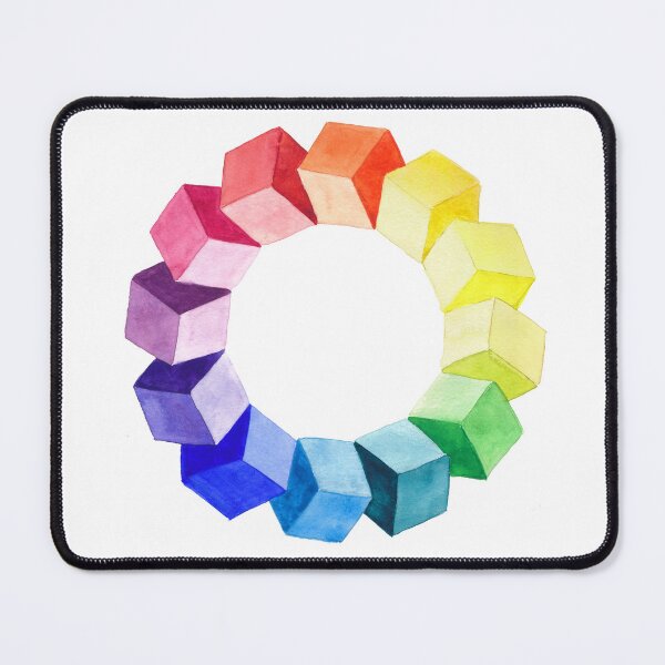 Item preview, Watercolor color wheel with 3D cubes – geometric art, rainbow designed and sold by ColorAndQuote Art.