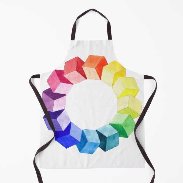 Item preview, Rueda cromática en acuarela con cubos 3D – arte geométrico, arcoiris designed and sold by ColorAndQuote Art.