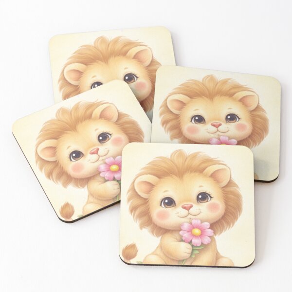 Item preview, Stay Kind – Cute Lion Holding Flower Illustration with Positive Message designed and sold by ArtByKapil.