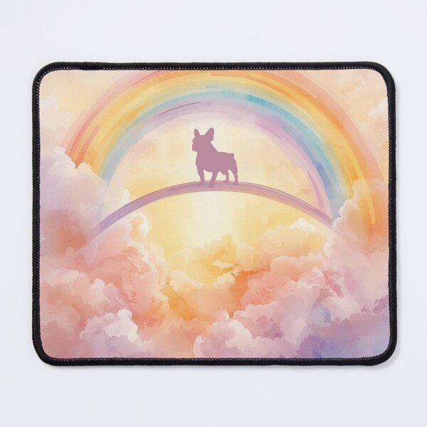 Item preview, French Bulldog Rainbow Bridge Memorial Pet Loss Watercolor Sky Frenchie Silhouette Paw Prints Dog Sympathy Art designed and sold by Esterlane.
