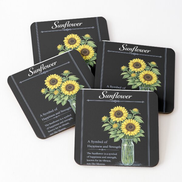 Item preview, Sunflower Botanical Print, Vintage Floral Illustration, Happiness and Strength on Black designed and sold by Prayful.