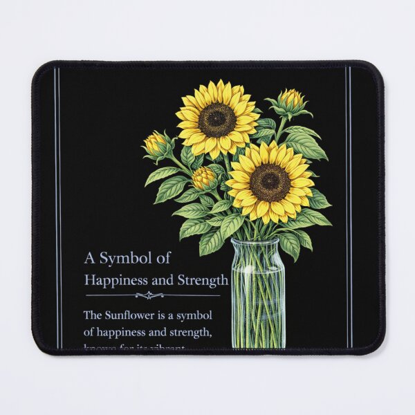 Item preview, Sunflower Botanical Print, Vintage Floral Illustration, Happiness and Strength on Black designed and sold by Prayful.