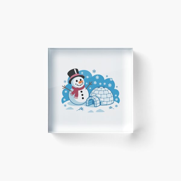 Item preview, A snowman and an igloo built by children. designed and sold by desinganddecor.
