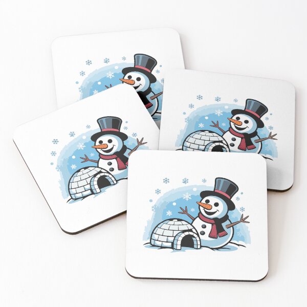 Item preview, A big snowman and an igloo built by children. designed and sold by desinganddecor.