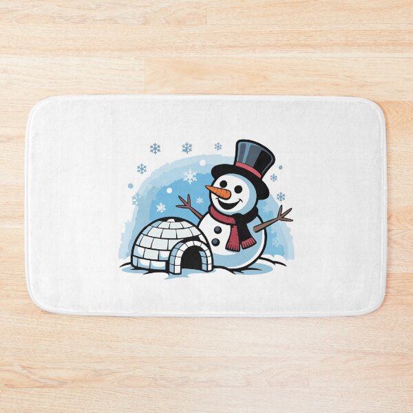 Item preview, A big snowman and an igloo built by children. designed and sold by desinganddecor.