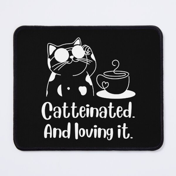 Item preview, Catteinated and Loving It – White on Black Coffee and Cat Lover Minimalist Design Funny quote designed and sold by Artycom.