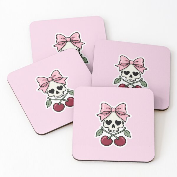 Item preview, Coquette Skull Bow & Cherry Spooky Cute Aesthetic designed and sold by MarCinu Art.