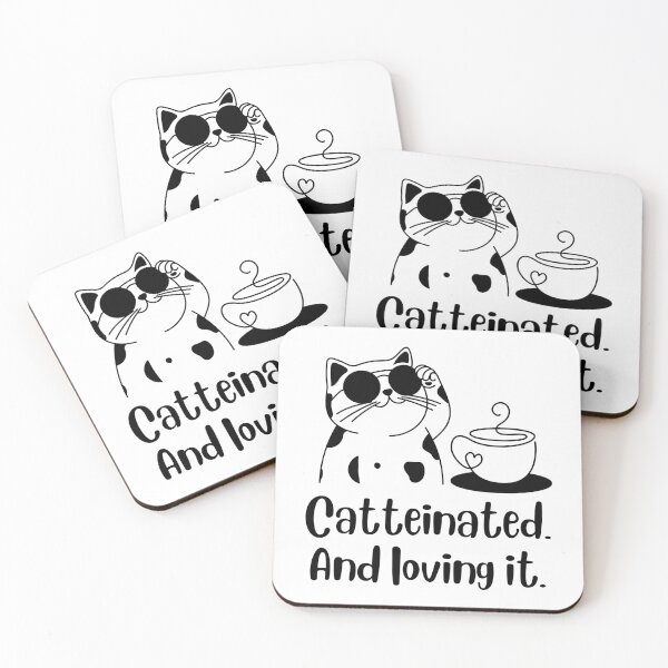 Item preview, Catteinated and Loving It – Black on White Coffee and Cat Lover Minimalist Design Funny quote designed and sold by Artycom.