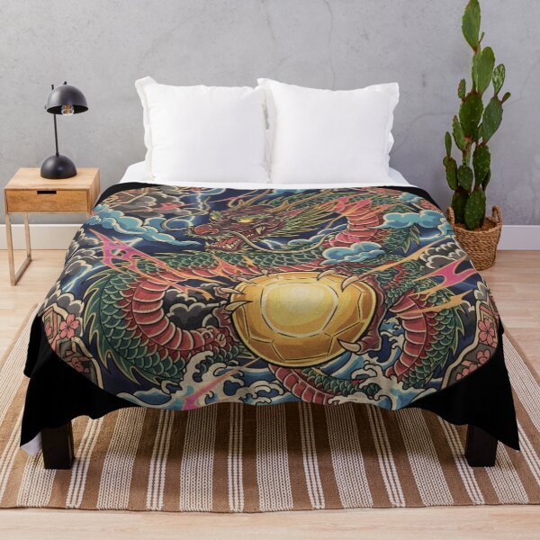 Item preview, Japanese Dragon & Lightning — Tattoo Style Dragon with Golden Orb Illustration designed and sold by unthinkabletees.