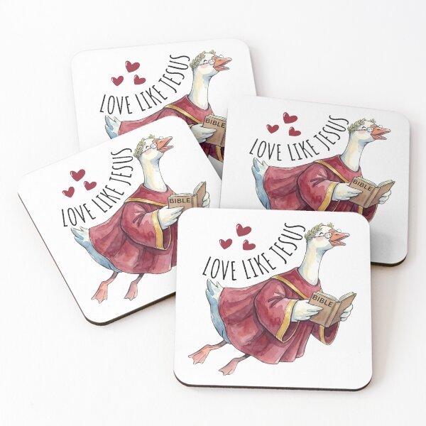 Item preview, Love Like Jesus Whimsical Goose Valentine Illustration designed and sold by MTJ-Mushrooms.