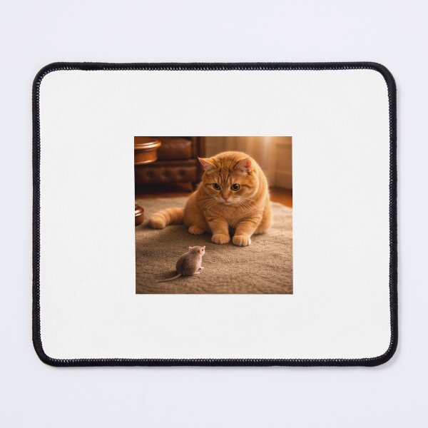 Item preview, Curious Encounter – Ginger Cat and Kitten on a Warm Rug designed and sold by LovelyCatGalaxy.