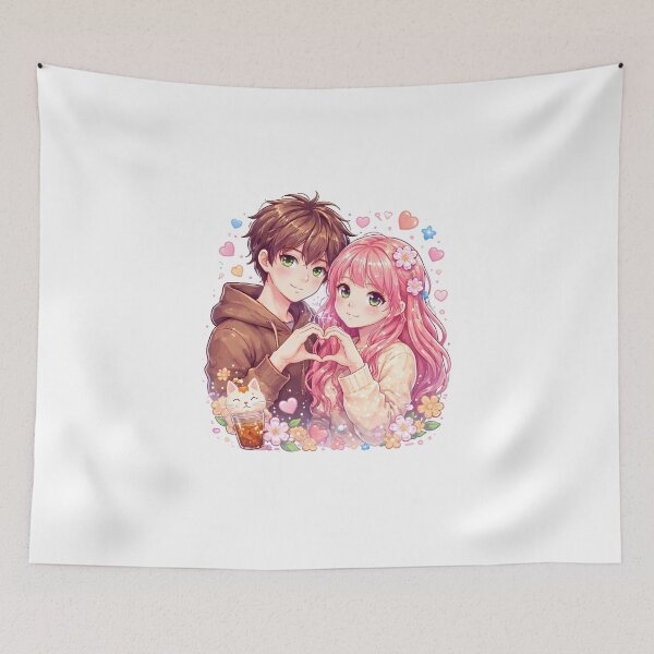 Item preview, Anime Cute Couple Illustration Love designed and sold by Amr Siam.