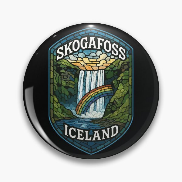 Item preview, Skogafoss Iceland Waterfall Stained Art Glass designed and sold by TomFrontierArt.