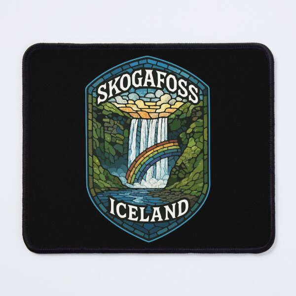 Item preview, Skogafoss Iceland Waterfall Stained Art Glass designed and sold by TomFrontierArt.