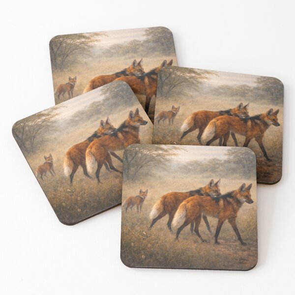 Item preview, Maned Wolf Family Crossing the Grasslands designed and sold by GeoWild Designs.