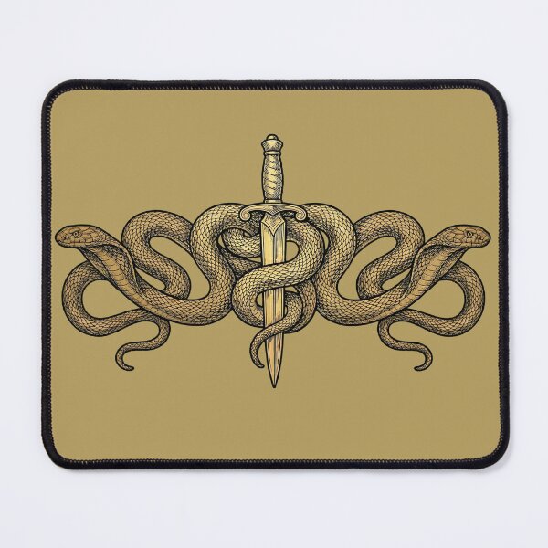 Item preview, Golden Caduceus Dagger Vintage Woodcut Art designed and sold by MarCinu Art.