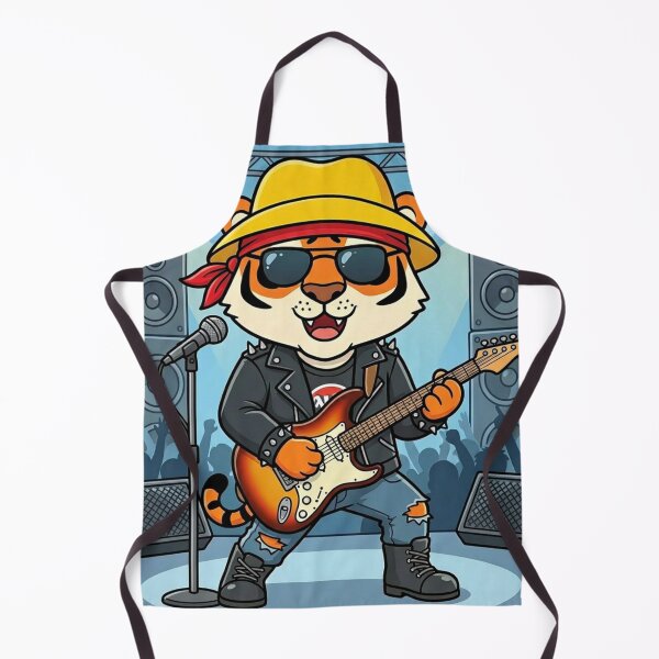 Item preview, Rock Tiger Guitarist Cartoon – Electric Guitar Concert Illustration designed and sold by jusmich.