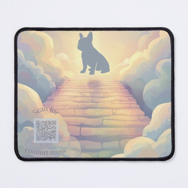 Item preview, French Bulldog Rainbow Bridge Memorial Blue Watercolor Frenchie Silhouette Pet Loss Grief Healing Playlist QR Code designed and sold by Esterlane.