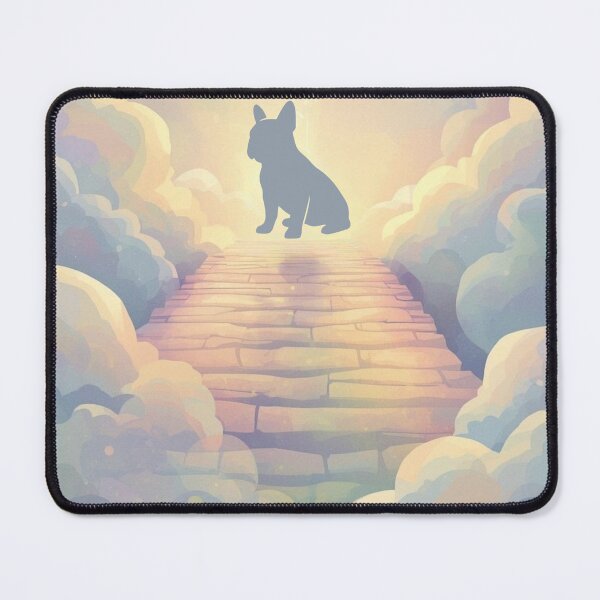 Item preview, French Bulldog Rainbow Bridge Memorial Blue Watercolor Frenchie Silhouette Pet Loss Sympathy Peaceful Art designed and sold by Esterlane.
