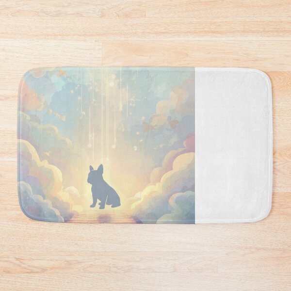 Item preview, French Bulldog Rainbow Bridge Memorial Blue Watercolor Frenchie Silhouette Pet Loss Sympathy Peaceful Art designed and sold by Esterlane.