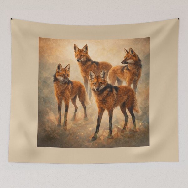 Item preview, Maned Wolf Pack – Geometric Wildlife Art designed and sold by GeoWild Designs.