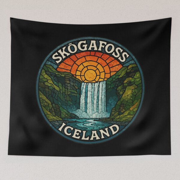 Item preview, Skogafoss Iceland Stained Glass designed and sold by TomFrontierArt.