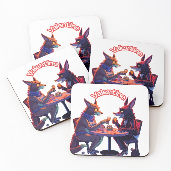 Item preview, Valentine’s Date with a Twist – Stylish Wolf Couple Toasting to Love designed and sold by Vvmd.