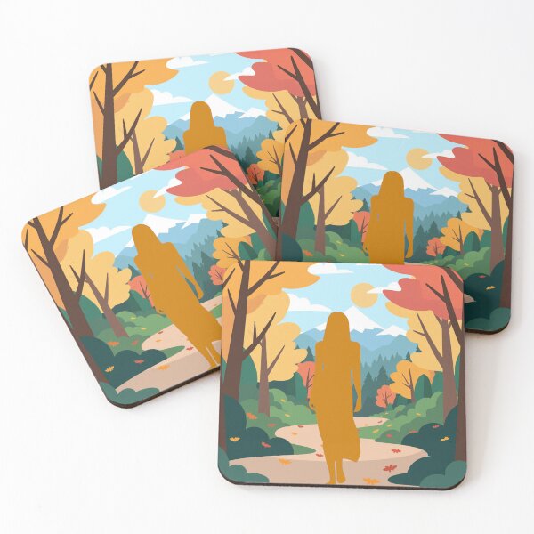 Item preview, Tranquilo sendero forestal otoñal: luz solar cálida y suave paisaje de montaña, arte estético natural. designed and sold by LunaPrintCo.