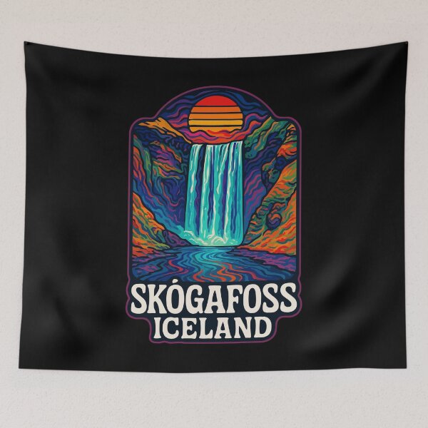 Item preview, Skogafoss Iceland Waterfall Trippy Art designed and sold by TomFrontierArt.
