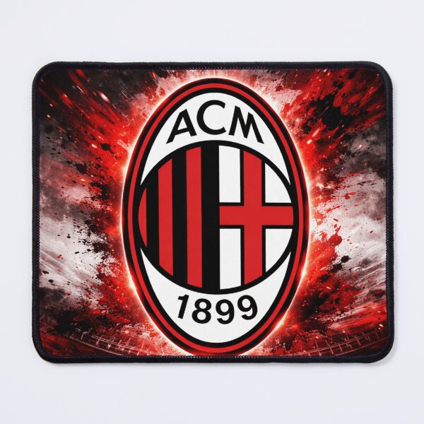 Item preview, AC Milan Inspired Fiery Crest – Red & Black Football Fan Art designed and sold by RAVisuals.