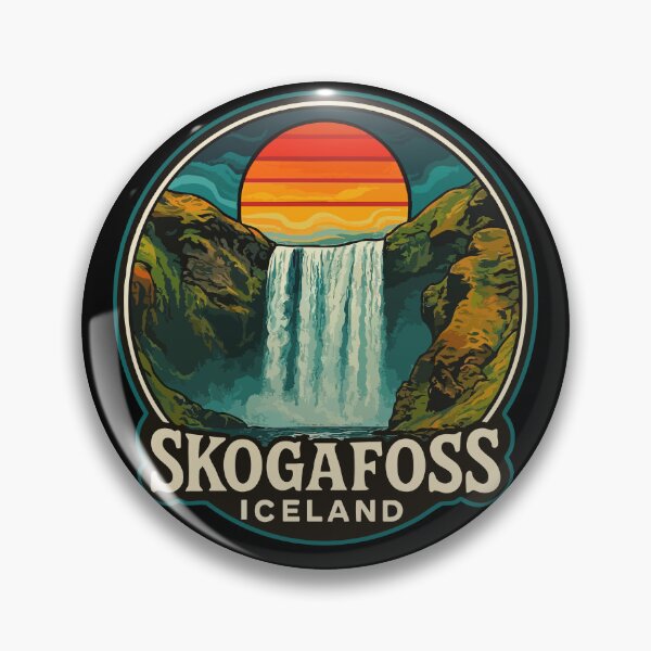 Item preview, Skogafoss Iceland Waterfall Retro Trippy Art designed and sold by TomFrontierArt.