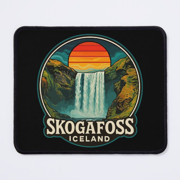 Item preview, Skogafoss Iceland Waterfall Retro Trippy Art designed and sold by TomFrontierArt.