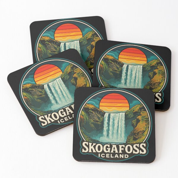 Item preview, Skogafoss Iceland Waterfall Retro Trippy Art designed and sold by TomFrontierArt.