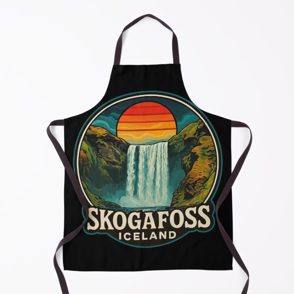 Item preview, Skogafoss Iceland Waterfall Retro Trippy Art designed and sold by TomFrontierArt.