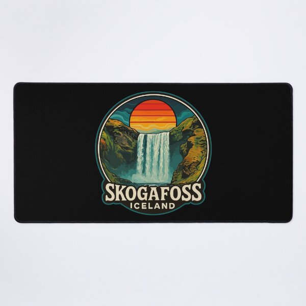 Item preview, Skogafoss Iceland Waterfall Retro Trippy Art designed and sold by TomFrontierArt.